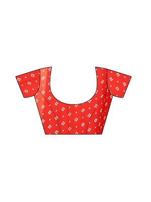 Red printed georgette saree with blouse 5