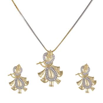 American Diamond Kanhaji Pendant Set With Earrings 1