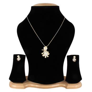 American Diamond Kanhaji Pendant Set With Earrings 2