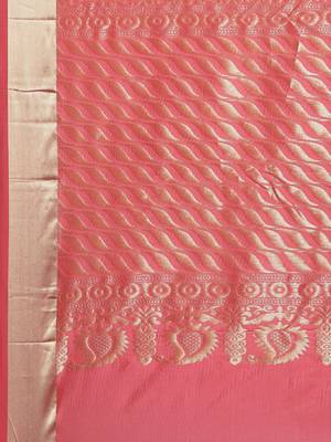 CLASSICATE from the house of The Chennai Silks Women's Coral Pure Kanchipuram Silk Saree With Blouse 2