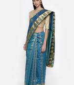 CLASSICATE from the house of The Chennai Silks Women's Blue Traditional Pure Silk Saree With Blouse