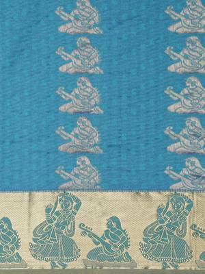 CLASSICATE from the house of The Chennai Silks Women's Blue Traditional Pure Silk Saree With Blouse 2