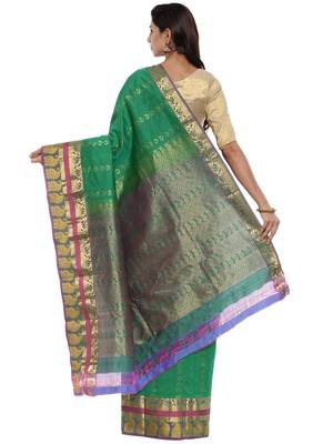 CLASSICATE from the house of The Chennai Silks Women's Green Pure Kanchipuram Silk Saree With Blouse 2
