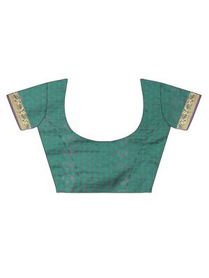 CLASSICATE from the house of The Chennai Silks Women's Green Pure Kanchipuram Silk Saree With Blouse 5