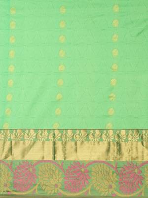 CLASSICATE from the house of The Chennai Silks Women's Green Pure Kanchipuram Silk Saree With Blouse 3