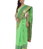 CLASSICATE from the house of The Chennai Silks Women's Green Pure Kanchipuram Silk Saree With Blouse