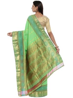 CLASSICATE from the house of The Chennai Silks Women's Green Pure Kanchipuram Silk Saree With Blouse 2
