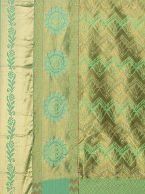 CLASSICATE from the house of The Chennai Silks Women's Green Pure Kanchipuram Silk Saree With Blouse 4