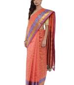 CLASSICATE from the house of The Chennai Silks Women's Peach Pure Kanchipuram Silk Saree With Blouse