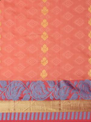 CLASSICATE from the house of The Chennai Silks Women's Peach Pure Kanchipuram Silk Saree With Blouse 3