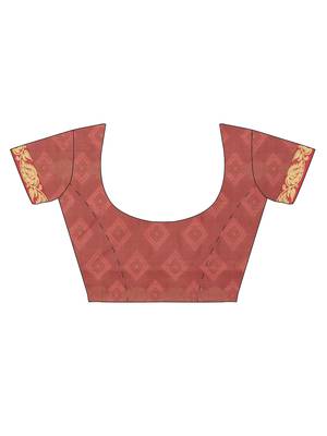 CLASSICATE from the house of The Chennai Silks Women's Peach Pure Kanchipuram Silk Saree With Blouse 5
