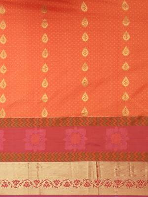 CLASSICATE from the house of The Chennai Silks Women's Orange Pure Kanchipuram Silk Saree With Blouse 3