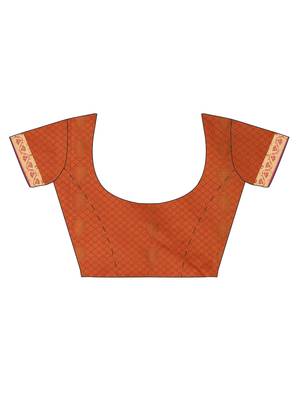 CLASSICATE from the house of The Chennai Silks Women's Orange Pure Kanchipuram Silk Saree With Blouse 5