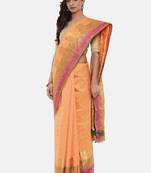 CLASSICATE from the house of The Chennai Silks Women's Orange Pure Kanchipuram Silk Saree With Blouse