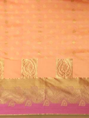 CLASSICATE from the house of The Chennai Silks Women's Orange Pure Kanchipuram Silk Saree With Blouse 3