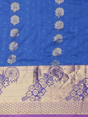 CLASSICATE from the house of The Chennai Silks Women's Blue Pure Kanchipuram Silk Saree With Blouse 3