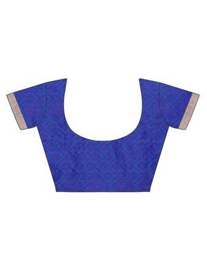 CLASSICATE from the house of The Chennai Silks Women's Blue Pure Kanchipuram Silk Saree With Blouse 5