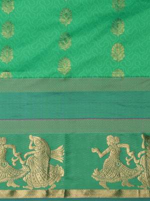 CLASSICATE from the house of The Chennai Silks Women's Green Pure Kanchipuram Silk Saree With Blouse 3