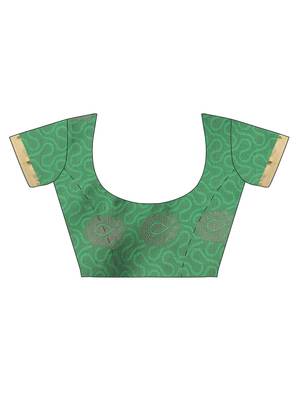 CLASSICATE from the house of The Chennai Silks Women's Green Pure Kanchipuram Silk Saree With Blouse 5