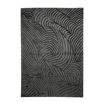 PEQURA Grey Viscose Abstract Patterned Tufted Stencil Carpet 3
