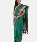 CLASSICATE from the house of The Chennai Silks Women's Green Pure Kanchipuram Silk Saree With Blouse