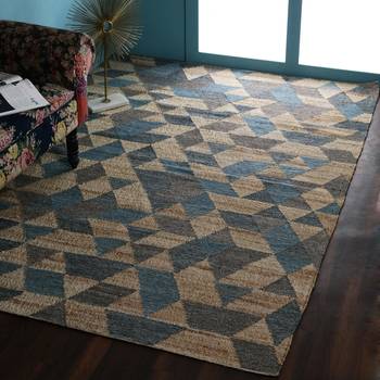 PEQURA Natural Jute Geometric Patterned Hand Woven Carpet 1