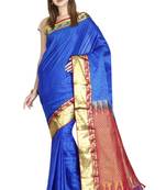CLASSICATE from the house of The Chennai Silks Women's Blue Pure Kanchipuram Silk Saree With Blouse