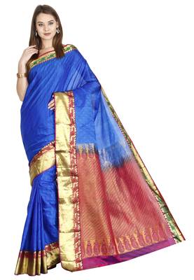 CLASSICATE from the house of The Chennai Silks Women's Blue Pure Kanchipuram Silk Saree With Blouse 2