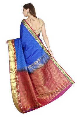 CLASSICATE from the house of The Chennai Silks Women's Blue Pure Kanchipuram Silk Saree With Blouse 3