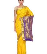 CLASSICATE from the house of The Chennai Silks Women's Yellow Pure Kanchipuram Silk Saree With Blouse