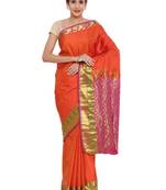 CLASSICATE from the house of The Chennai Silks Women's Orange Pure Kanchipuram Silk Saree With Blouse