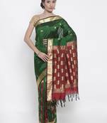 CLASSICATE from the house of The Chennai Silks Women's Green Pure Kanchipuram Silk Saree With Blouse