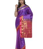 CLASSICATE from the house of The Chennai Silks Women's Blue Pure Kanchipuram Silk Saree With Blouse