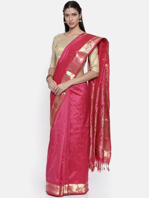 CLASSICATE from the house of The Chennai Silks Women's Pink Traditional Pure Silk Saree With Blouse 1