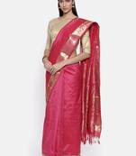 CLASSICATE from the house of The Chennai Silks Women's Pink Traditional Pure Silk Saree With Blouse