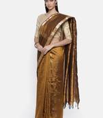CLASSICATE from the house of The Chennai Silks Women's Gold Traditional Pure Silk Saree With Blouse
