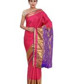 CLASSICATE from the house of The Chennai Silks Women's Pink Pure Kanchipuram Silk Saree With Blouse