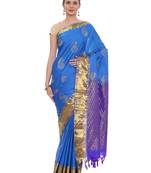 CLASSICATE from the house of The Chennai Silks Women's Blue Pure Kanchipuram Silk Saree With Blouse