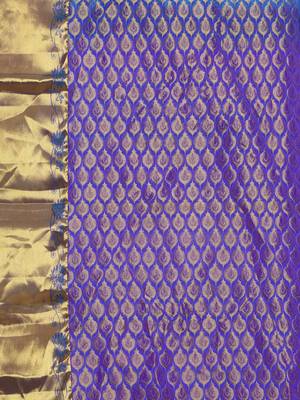 CLASSICATE from the house of The Chennai Silks Women's Blue Pure Kanchipuram Silk Saree With Blouse 2