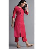 pink plain cotton stitched kurti