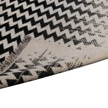 PEQURA Black and Off-White Stripes Patterned Hand Woven Carpet 2