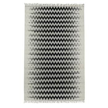 PEQURA Black and Off-White Stripes Patterned Hand Woven Carpet 3