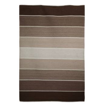 PEQURA Brown Woollen Stripes Patterned Hand Woven Carpet 3