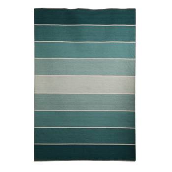 PEQURA Green Woollen Stripes Patterned Hand Woven Carpet 3