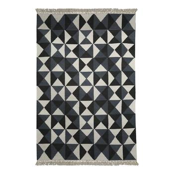 PEQURA Grey Woollen Geometric Patterned Rectangle Carpet 3