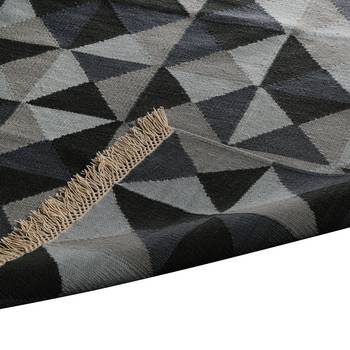 PEQURA Blue and Grey Woollen Geometric Patterned Hand Woven Carpet 2