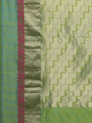 CLASSICATE from the house of The Chennai Silks Women's Green Pure Kanchipuram Silk Saree With Blouse 2