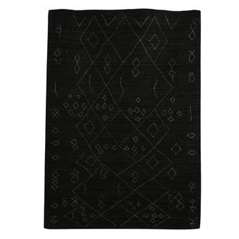 PEQURA Dark Grey and Off-White Woollen Abstract Patterned Tufted Carpet 3