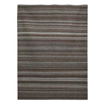 PEQURA Brown Woollen Stripes Patterned Rectangle Hand Woven Carpet 3