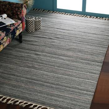 PEQURA Grey Woollen Hand Woven Abstract Patterned Hand Woven Carpet 1